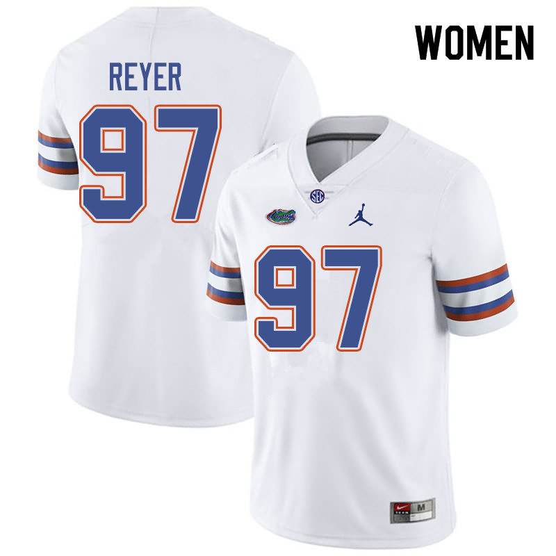 Women's NCAA Florida Gators Theodore Reyer #97 Stitched Authentic Jordan Brand White College Football Jersey YTY2665AK